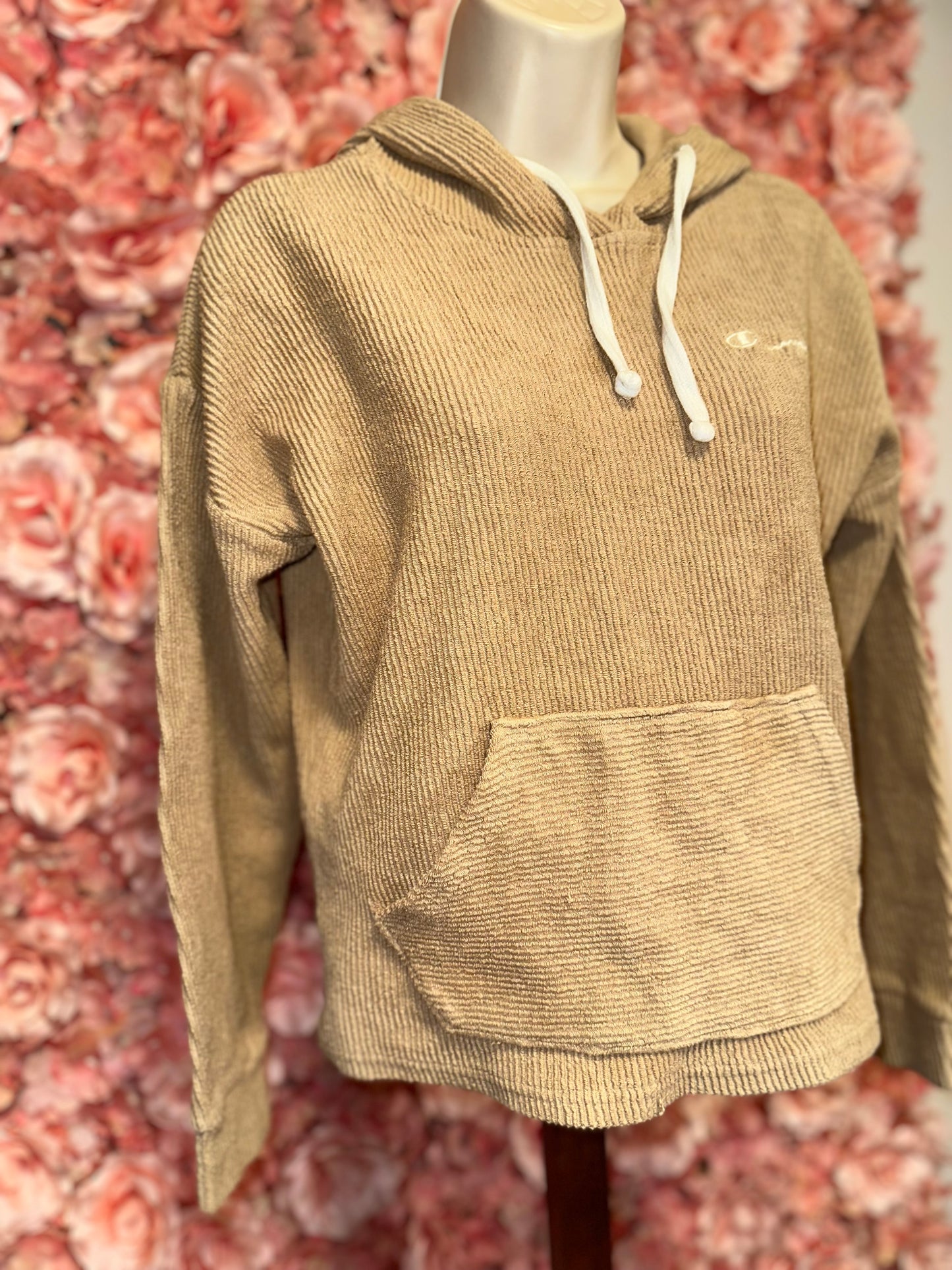 Champion (Small) Tan Ribbed Corduroy Hoodie