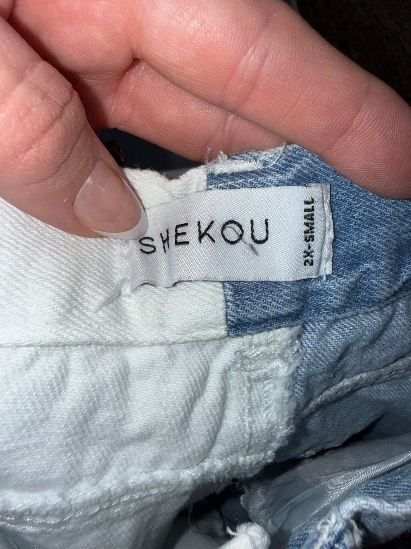 SHEKOU (Small) Blue and White Two Toned Denim Jeans