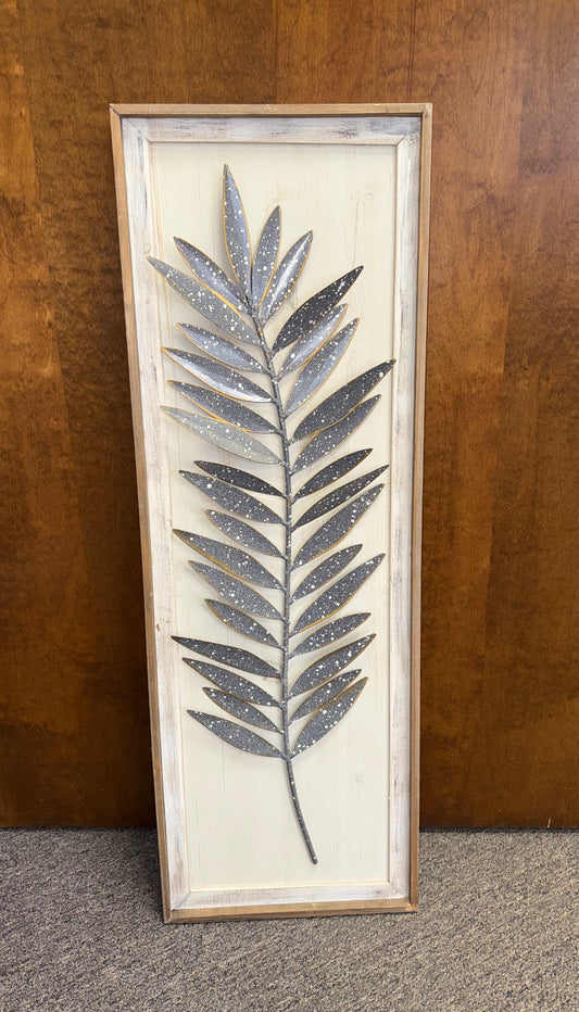 Wooden Hanging Sign with Metal Leaf