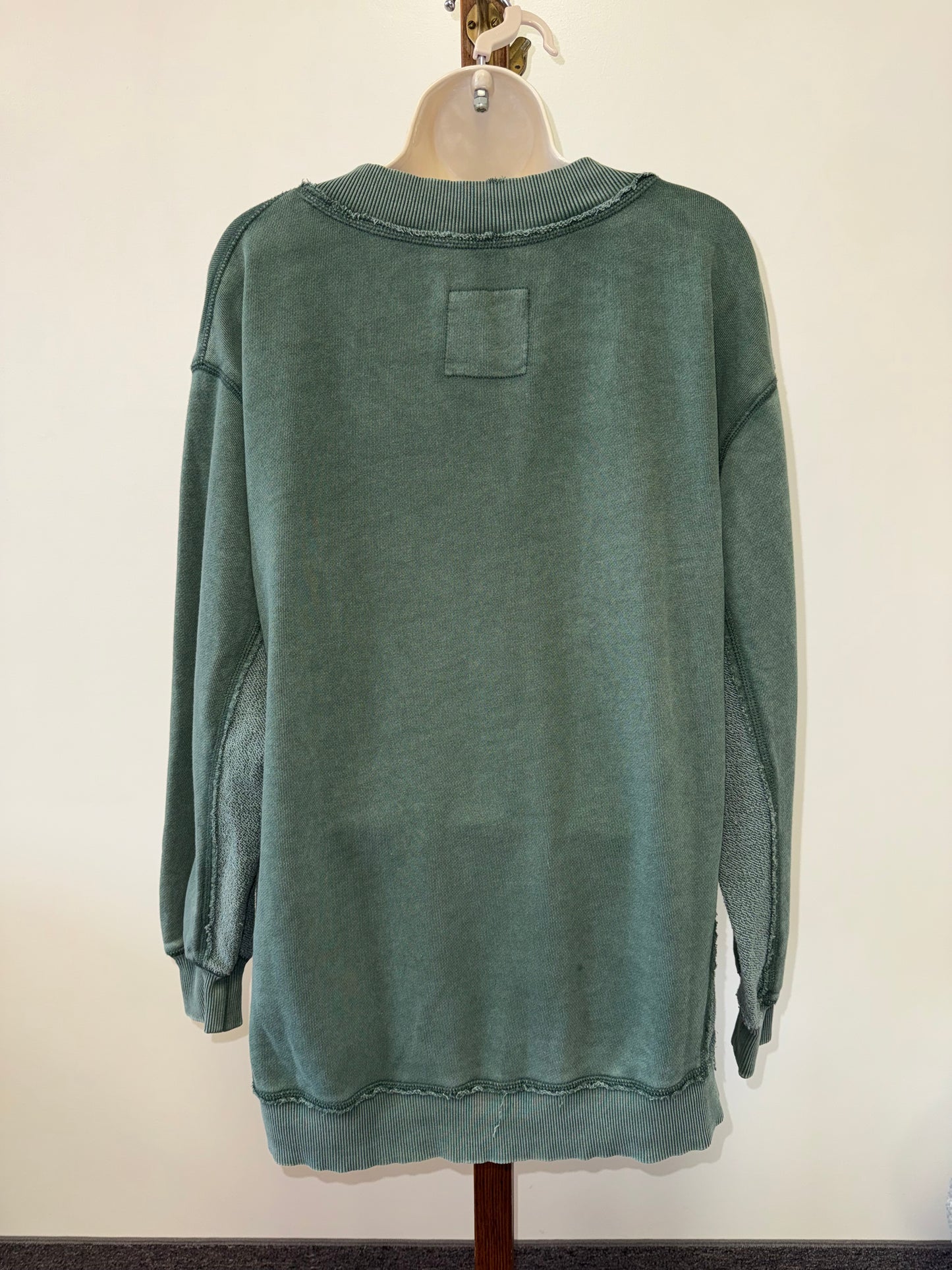 Aerie (XS) Green V-Neck Oversized Sweatshirt
