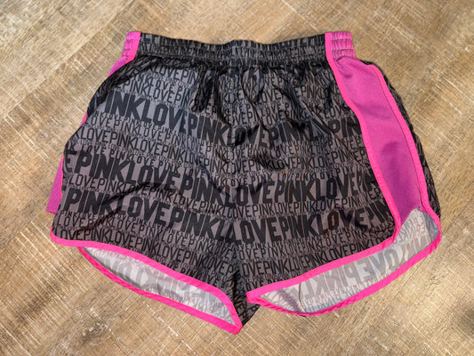 PINK VS (XS) Grey/Pink Logo Pattern Sporty Shorts w Built in Undies