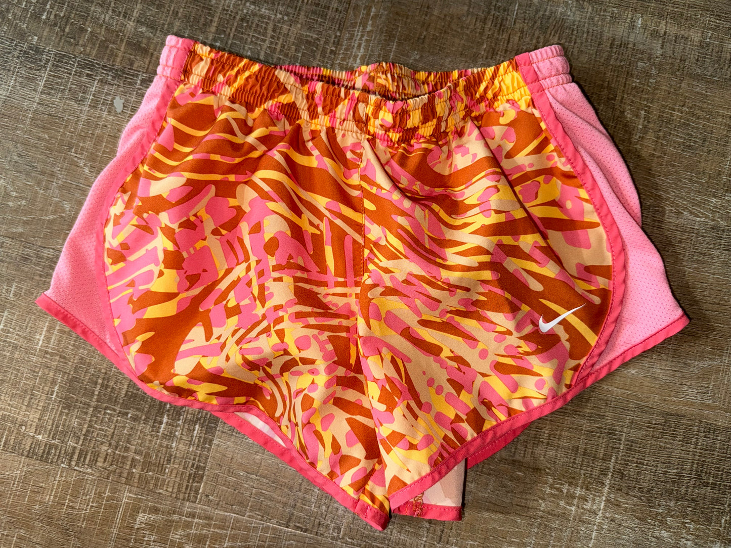 Nike (Kids Small) Orange//Pink Pattern Dri Fit Shorts