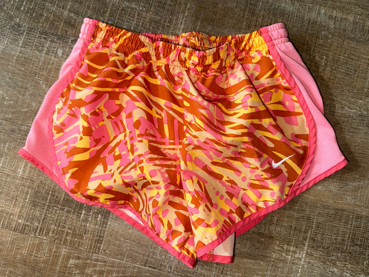 Nike (Kids Small) Orange//Pink Pattern Dri Fit Shorts