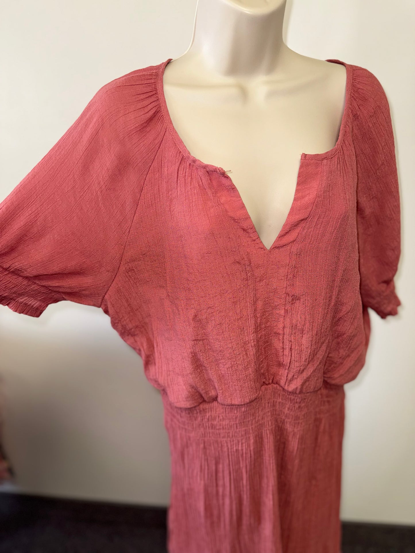 Luxology (XL) Pink Maxi Dress with Smocked Waist