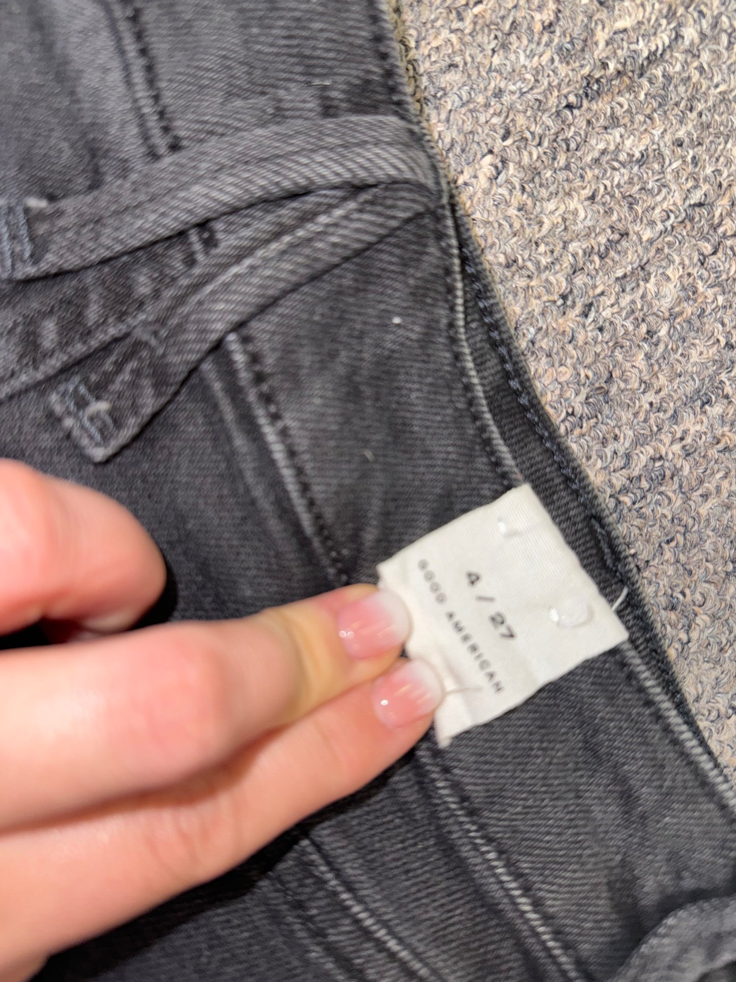 NWT Good American (4) Brand New Black Distressed Denim Jean Shorts