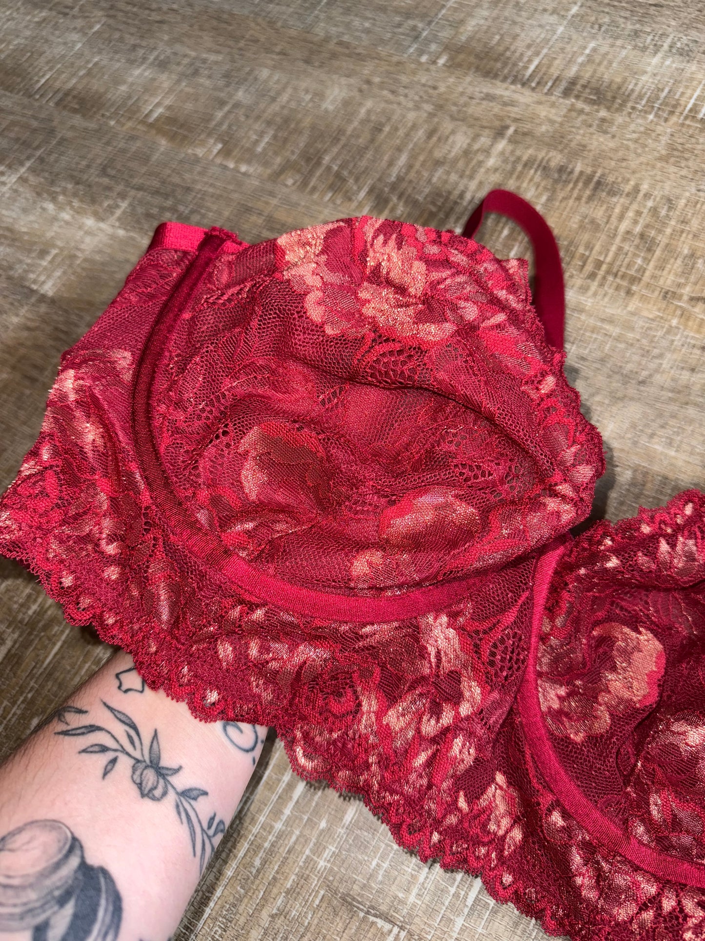 Torrid Curves (2) Maroon//Red Lace Corset Bralette