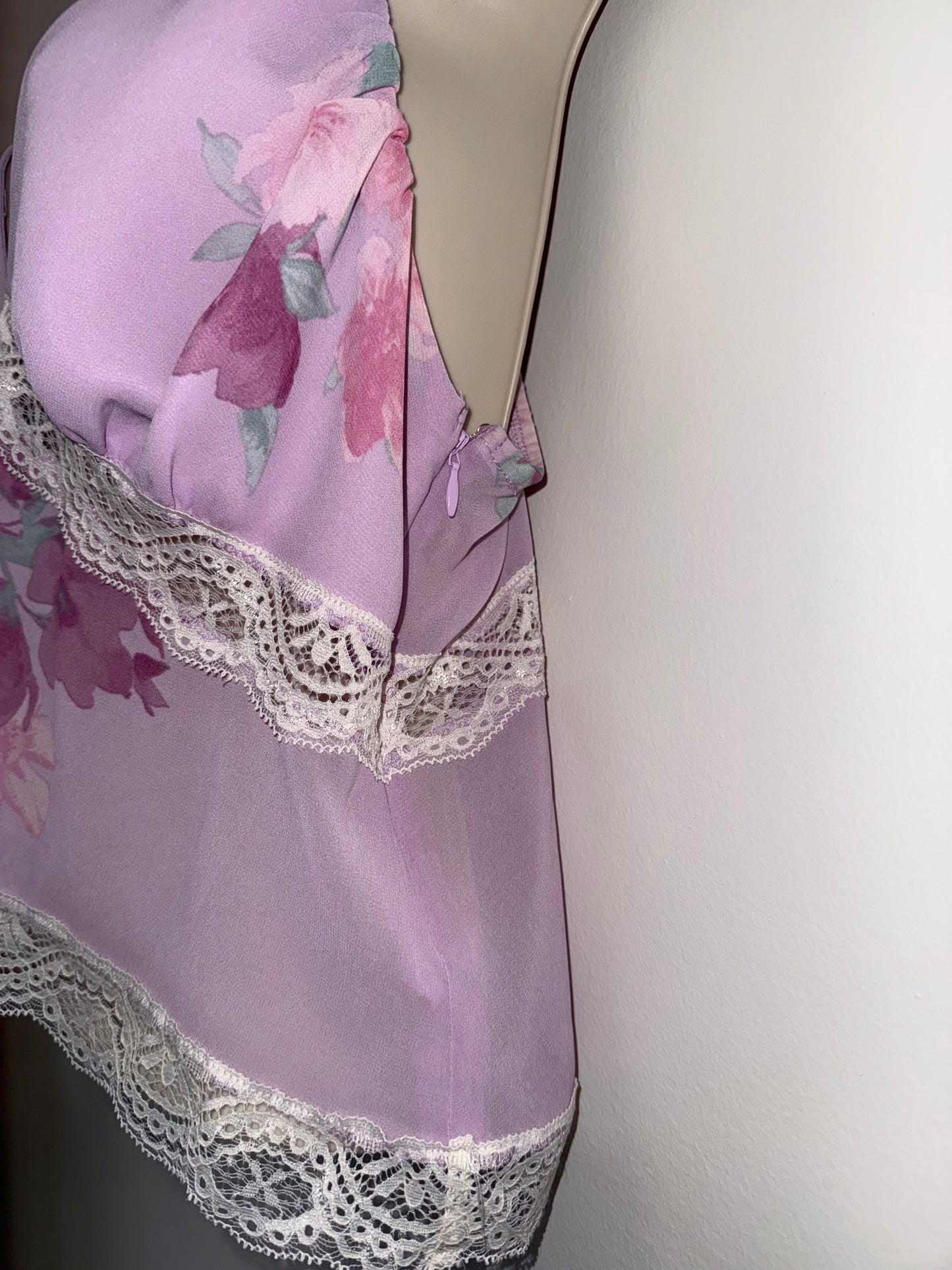 Wild Fable (Medium) Purple Floral Tank Top with Lace Detail