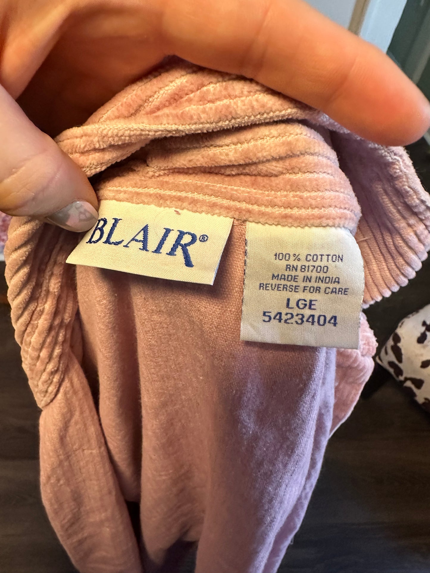 Blair (Large) Vintage Pink Corduroy Ribbed Button Up Shacket