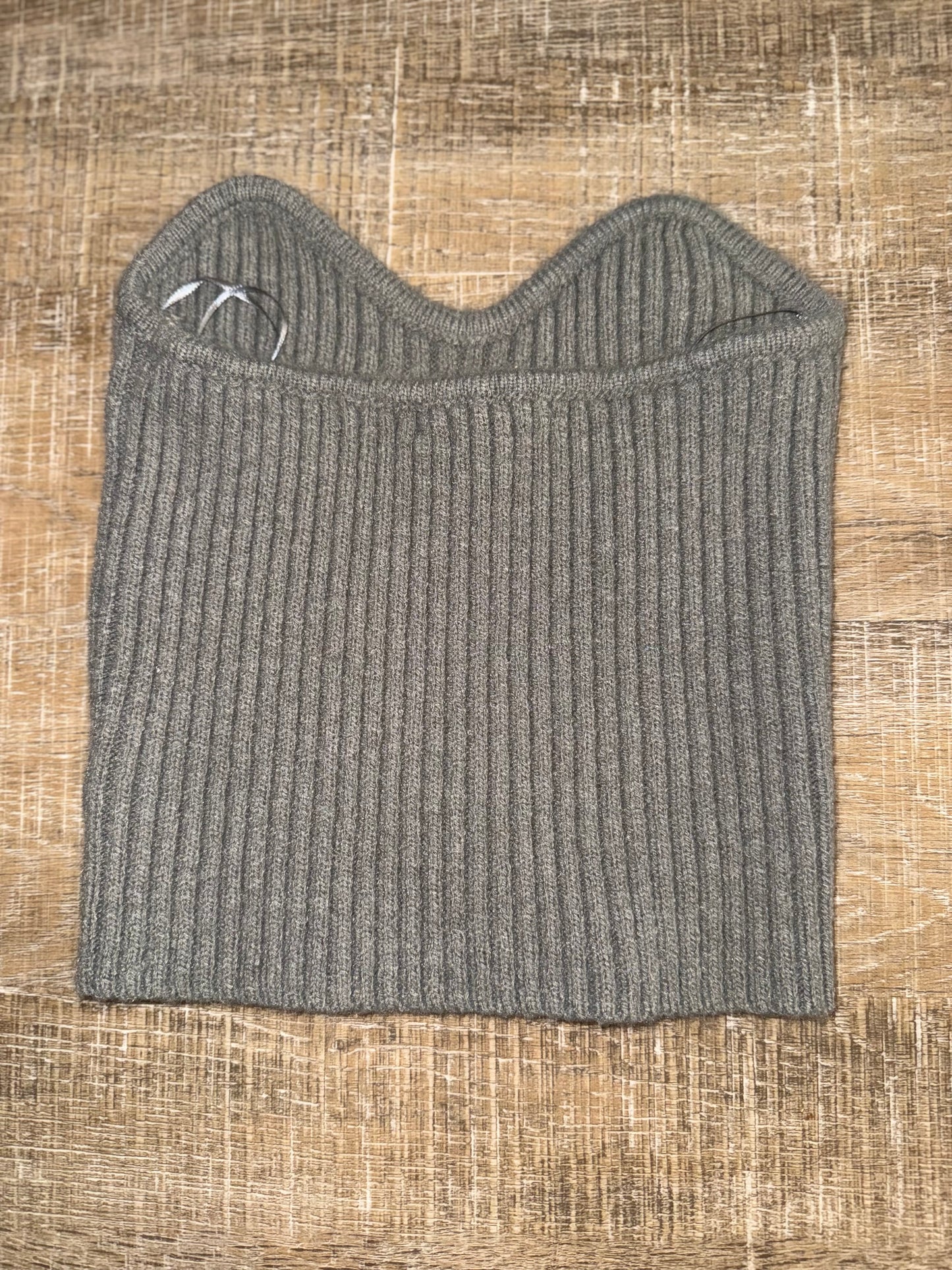 HYFVE (Medium) Light Green Ribbed Cropped Sleeveless Sweater