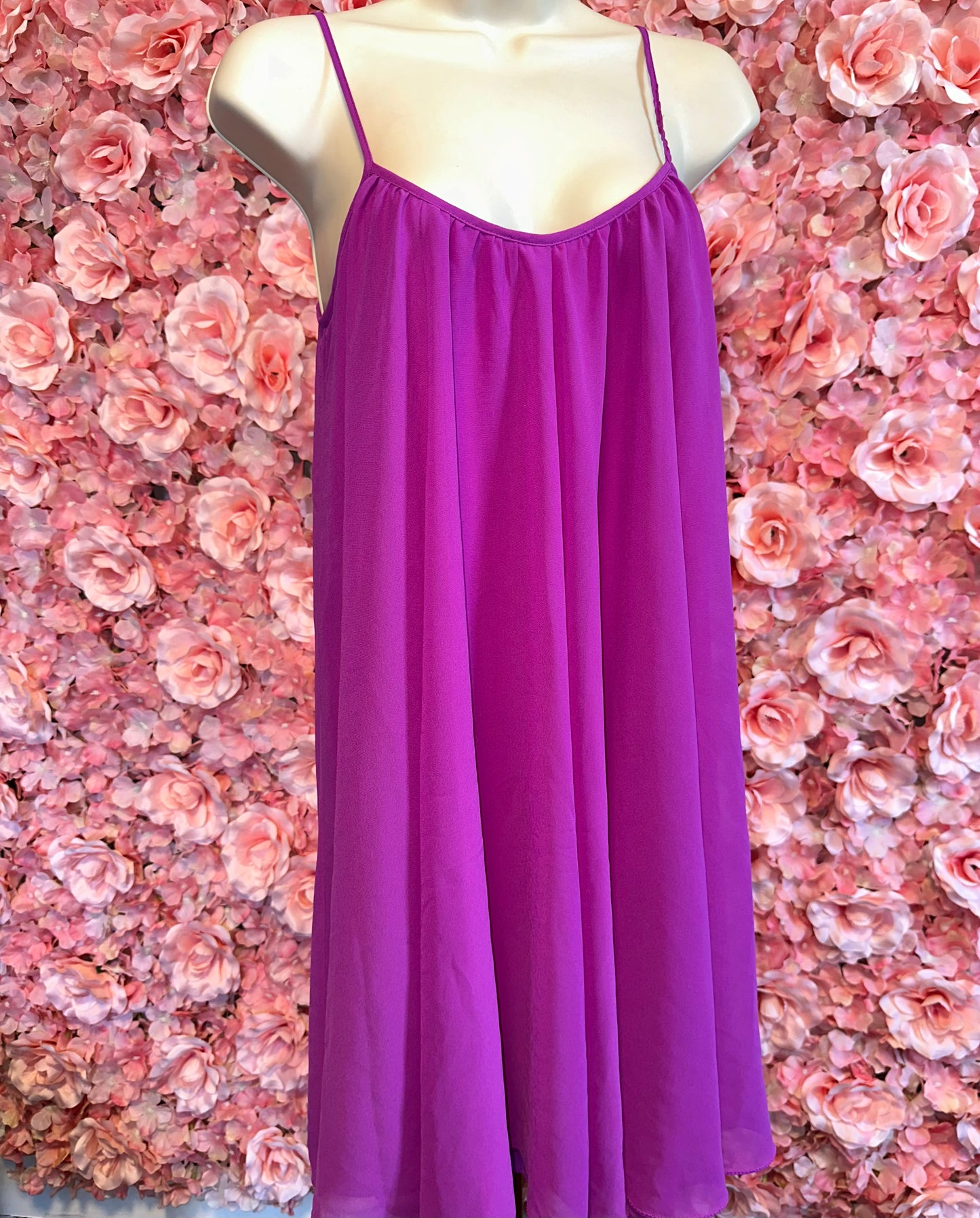 Gianni Bini (XS) Purple Midi Sheer Flowy Dress with Spaghetti Straps