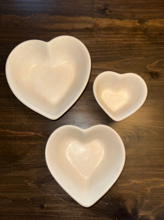 3 Piece Stoneware Heart Dishes