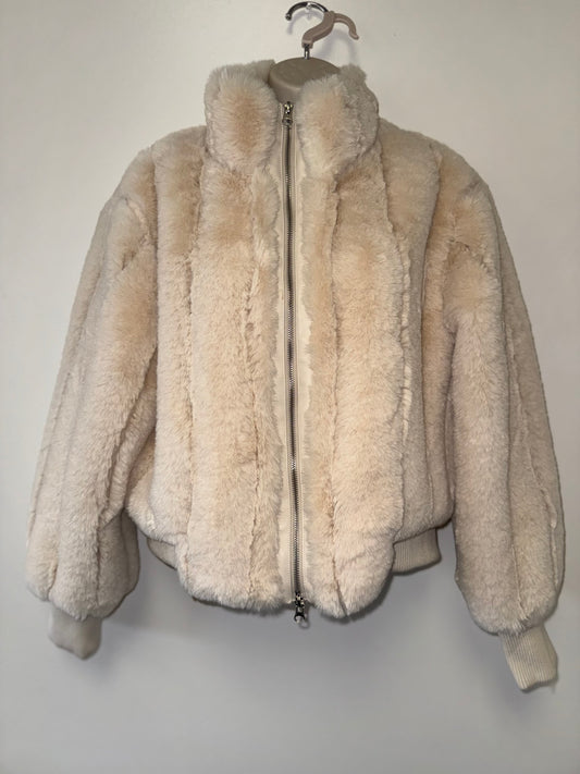 Jason Wu (Medium) Cream Plush Faux-Fur Zip Jacket