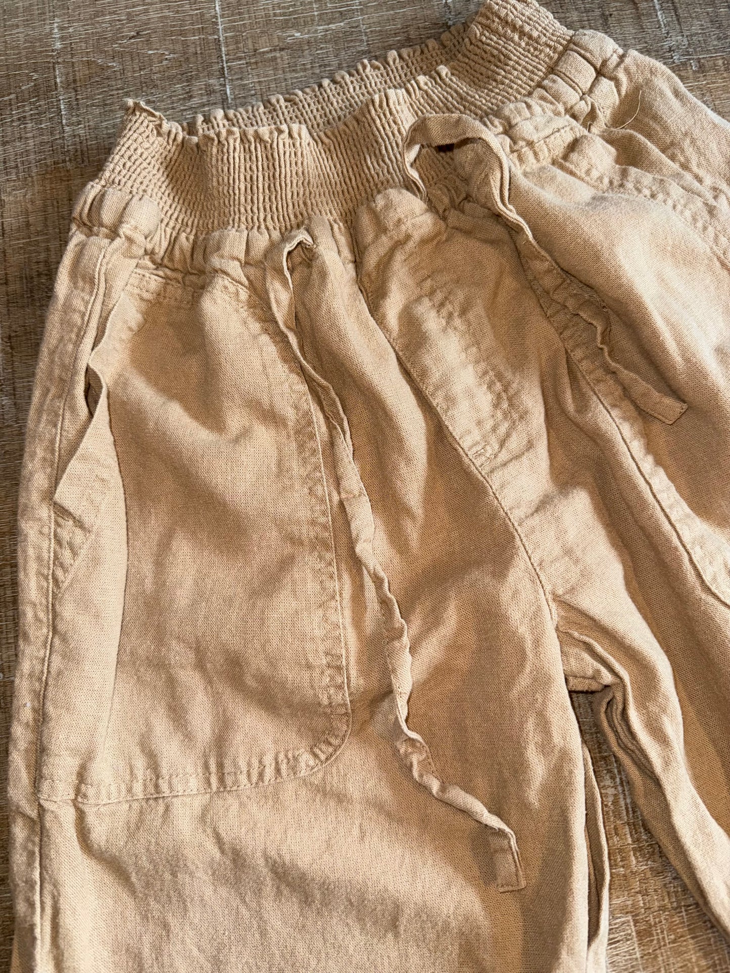 Love Tree (Small) Brown Linen Jogger Pants