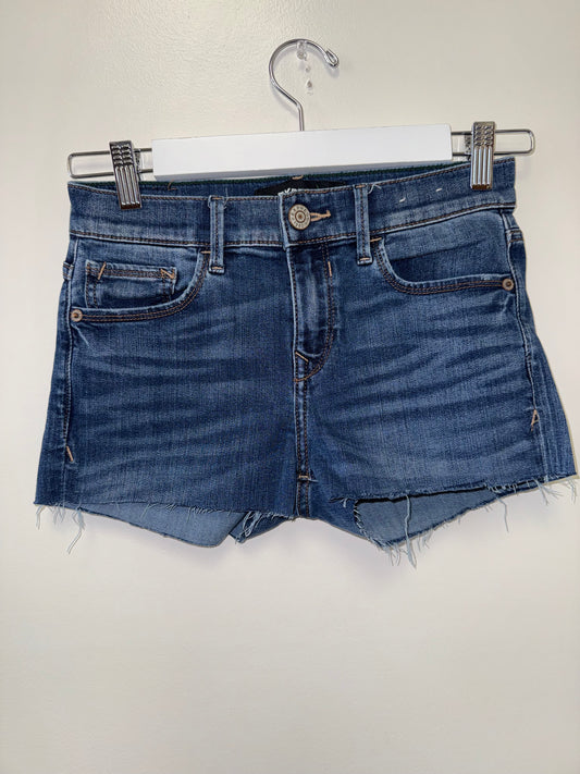 Express (00) Blue Denim Mid Rise Legging Jean Shorts