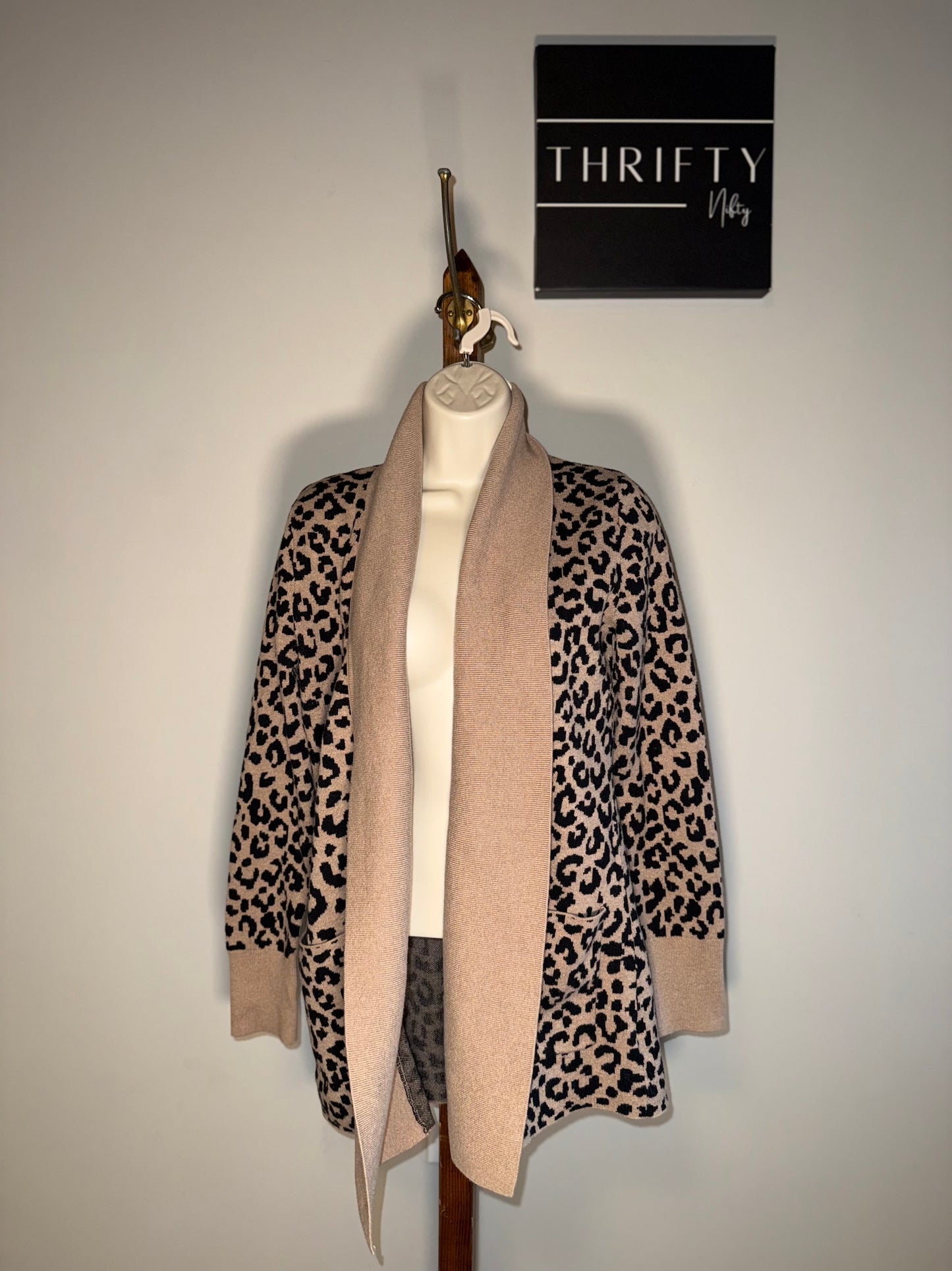 Yet Again (Large) Neutral Cheetah Print Sweater Cardigan