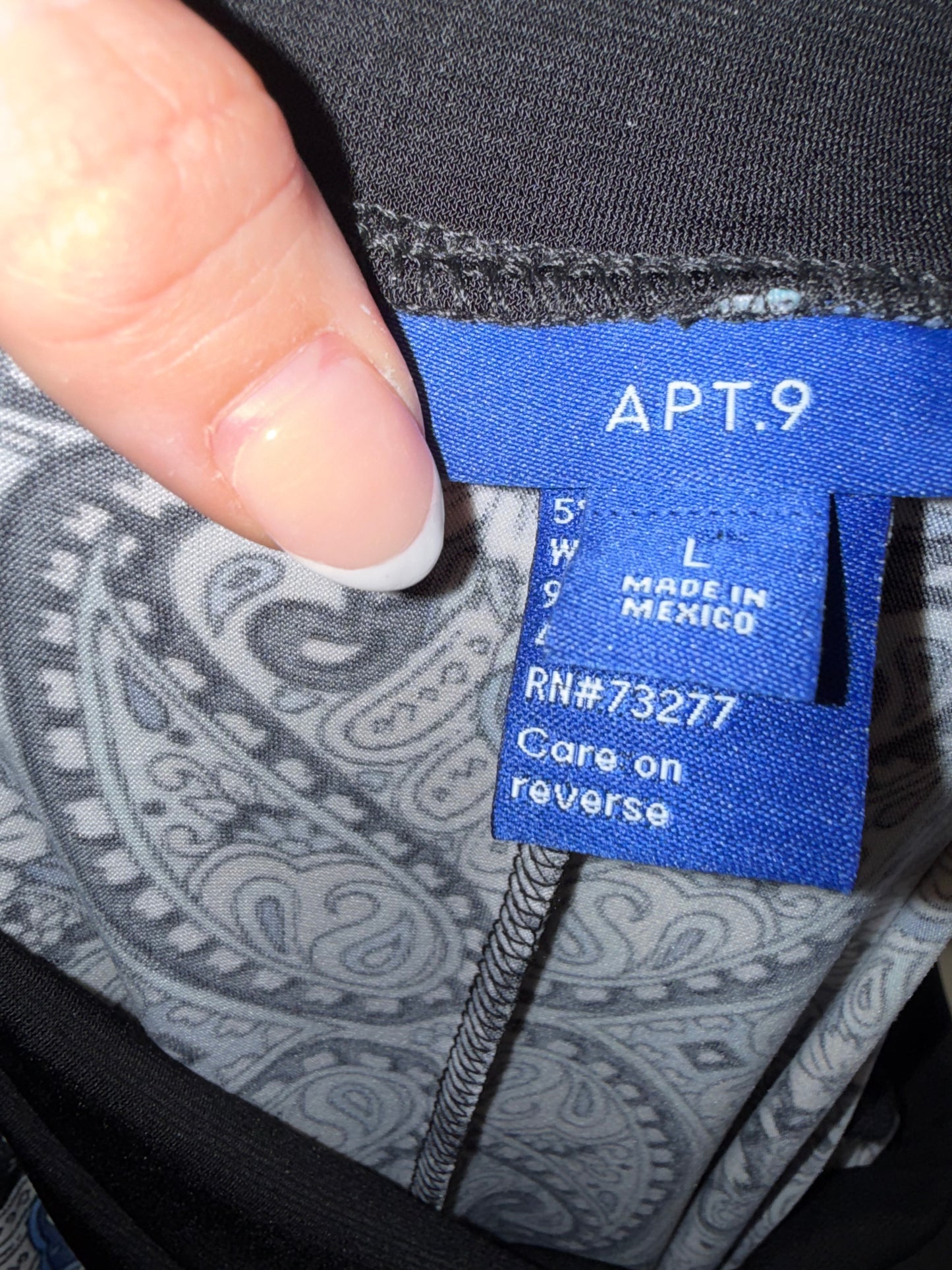 NWT Apt. 9 (Large) Brand New Black/Blue Floral Pattern Wide Leg Dress Pants