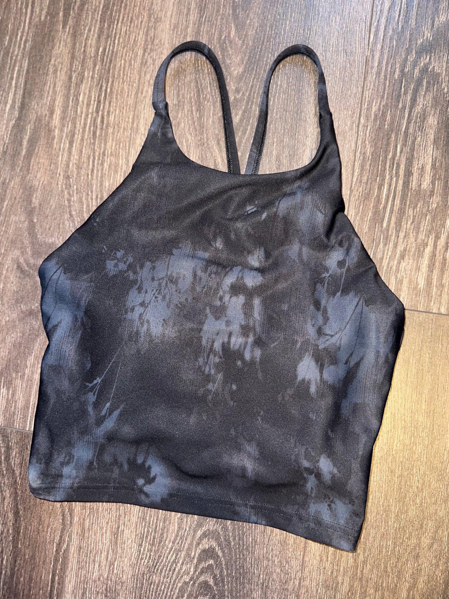 Old Navy Active (XS) Black//Grey Pattern Cropped Tank Top with Built in Bra