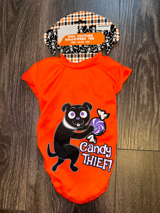 NWT (13in) Halloween Costume for Dogs "Candy Thief" Tee