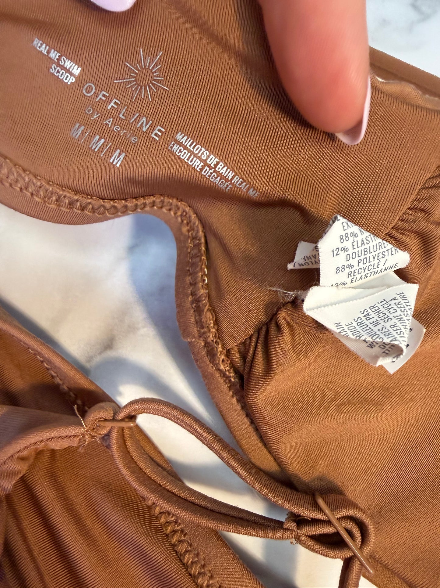 Aerie (XS) Tan 'Real Me Swim' Scoop Neck Padded Bikini Top