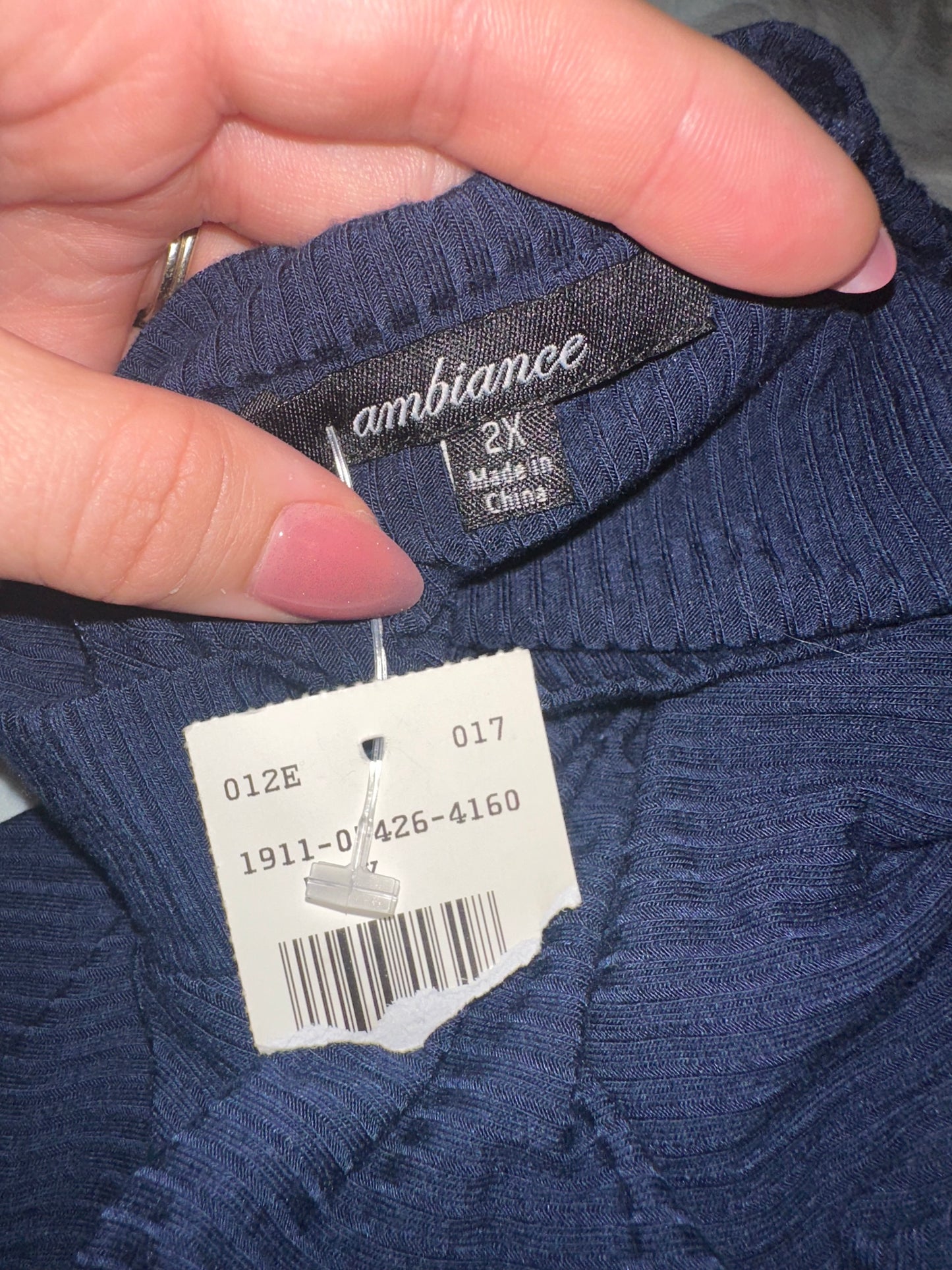 NWT Ambiance (2X) Brand New Blue Ribbed Sleeveless One Piece High Neck Bodysuit