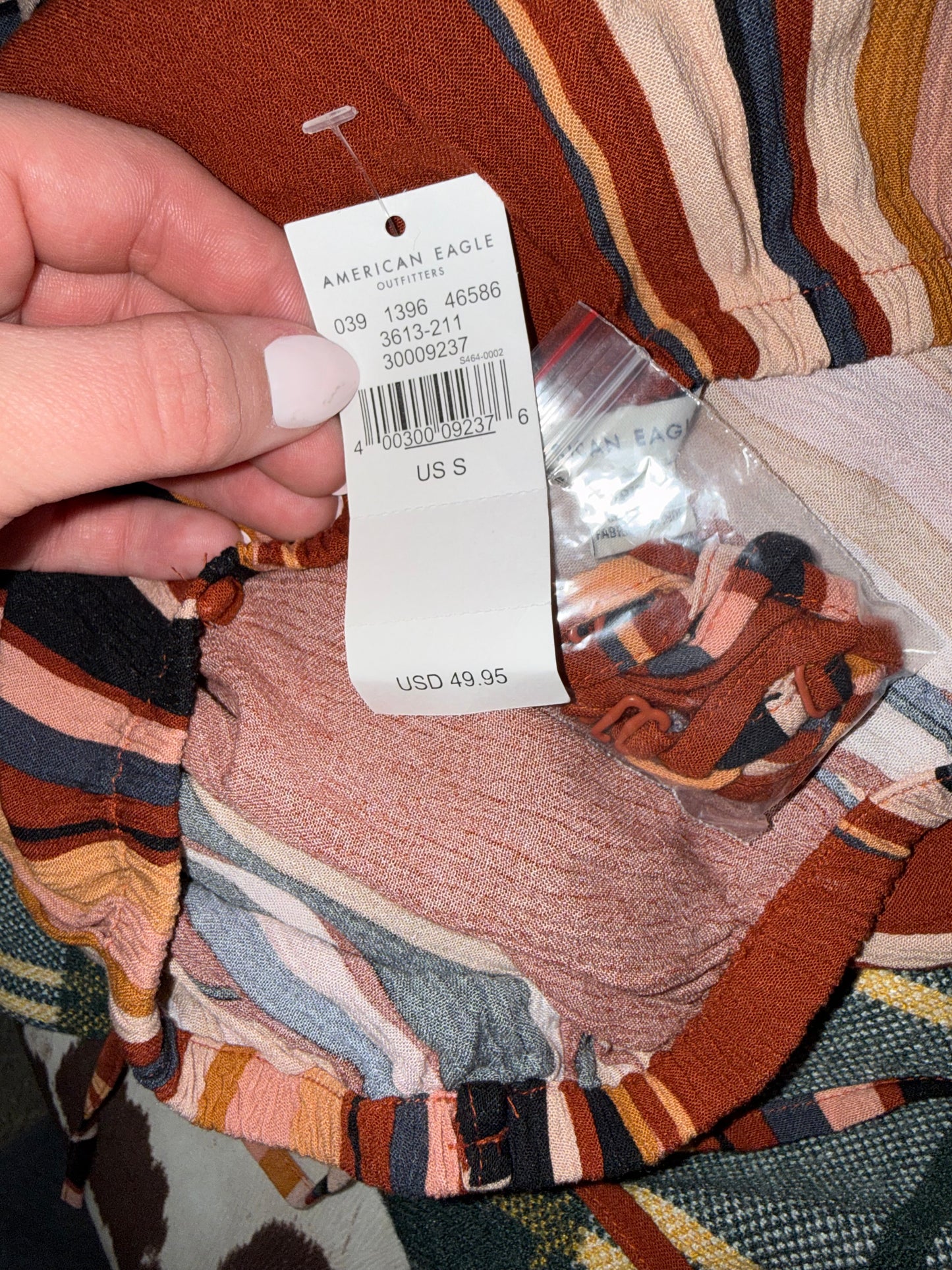 NWT American Eagle (Small) Brand New Neutral Striped Strapless Jumpsuit