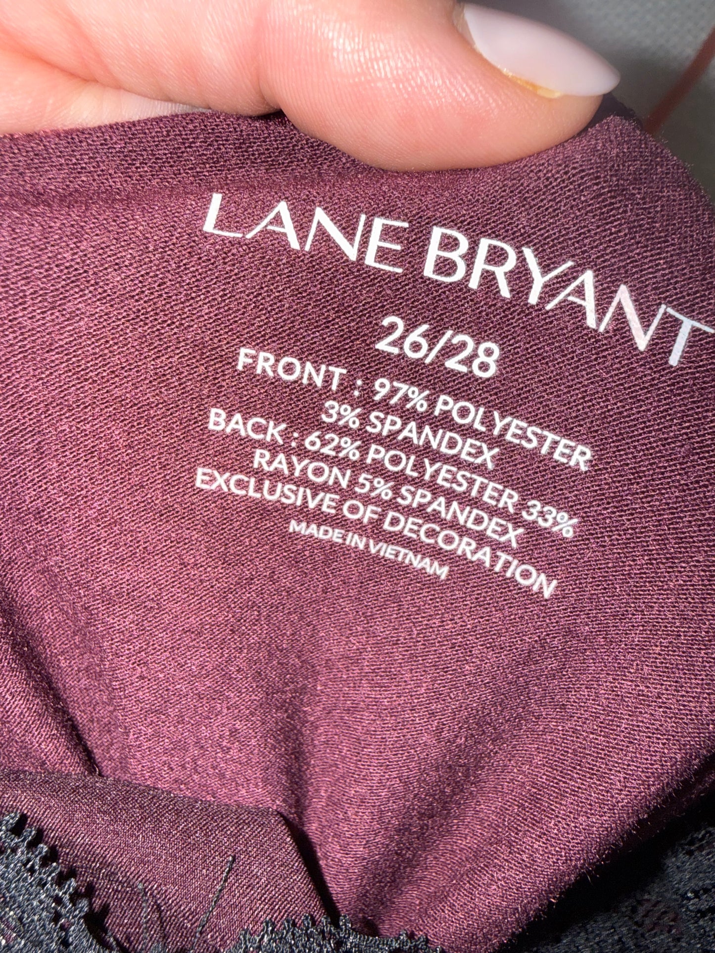 NWT Lane Bryant (26/28) Brand New Purple Satin Cami Tank with Lace V-Neck