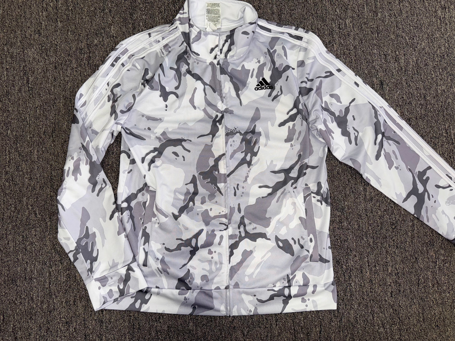 adidas (XL) Kids Grey//White Camo Pattern Full Zip Up Sporty Jacket