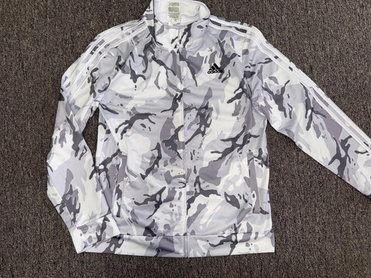 adidas (XL) Kids Grey//White Camo Pattern Full Zip Up Sporty Jacket