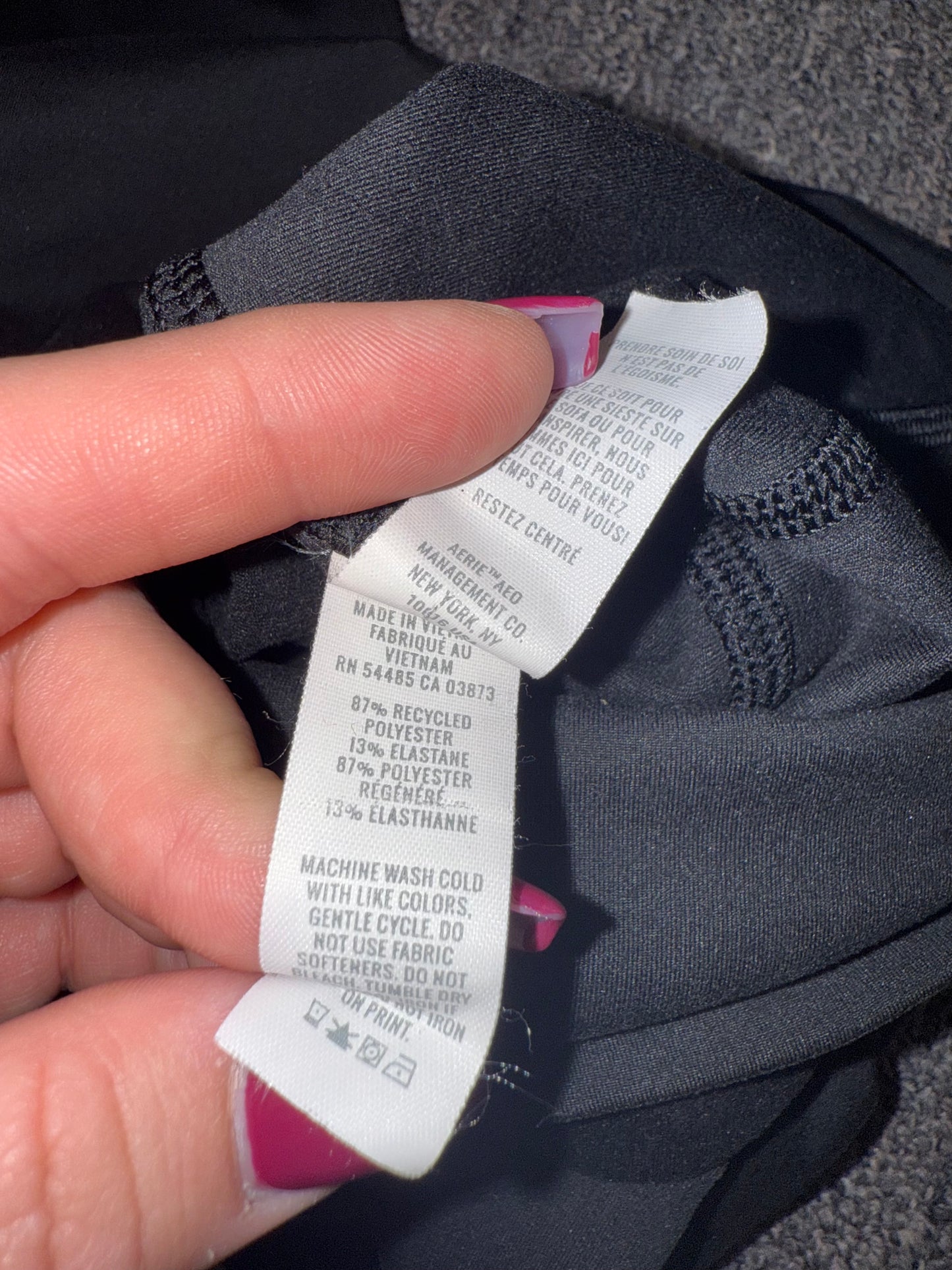 aerie (Medium) Black Foldover Hugger High Rise Flare Leggings with Pockets