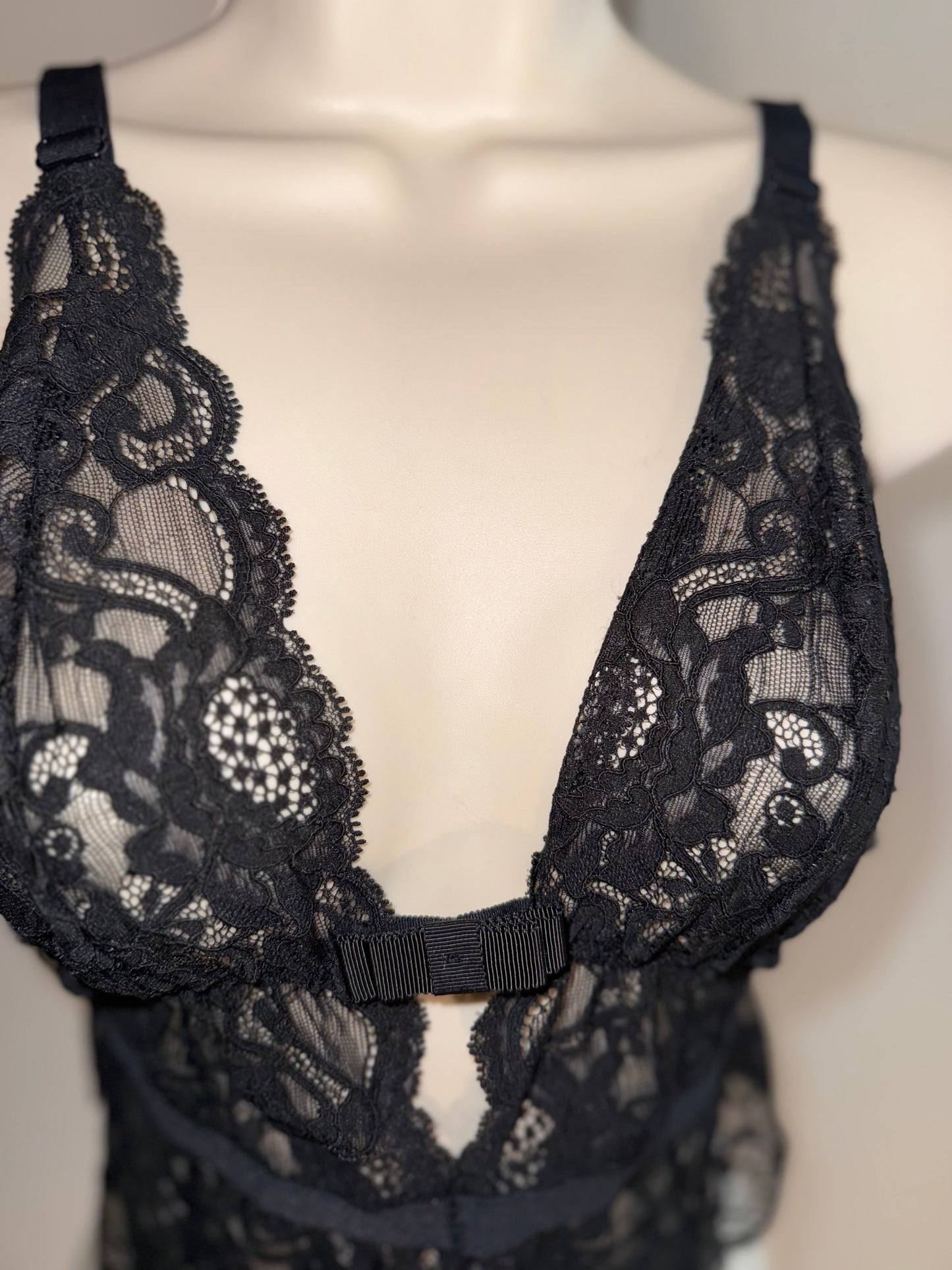 Victoria's Secret (Medium) Black Lace One Piece Bodysuit Lingerie