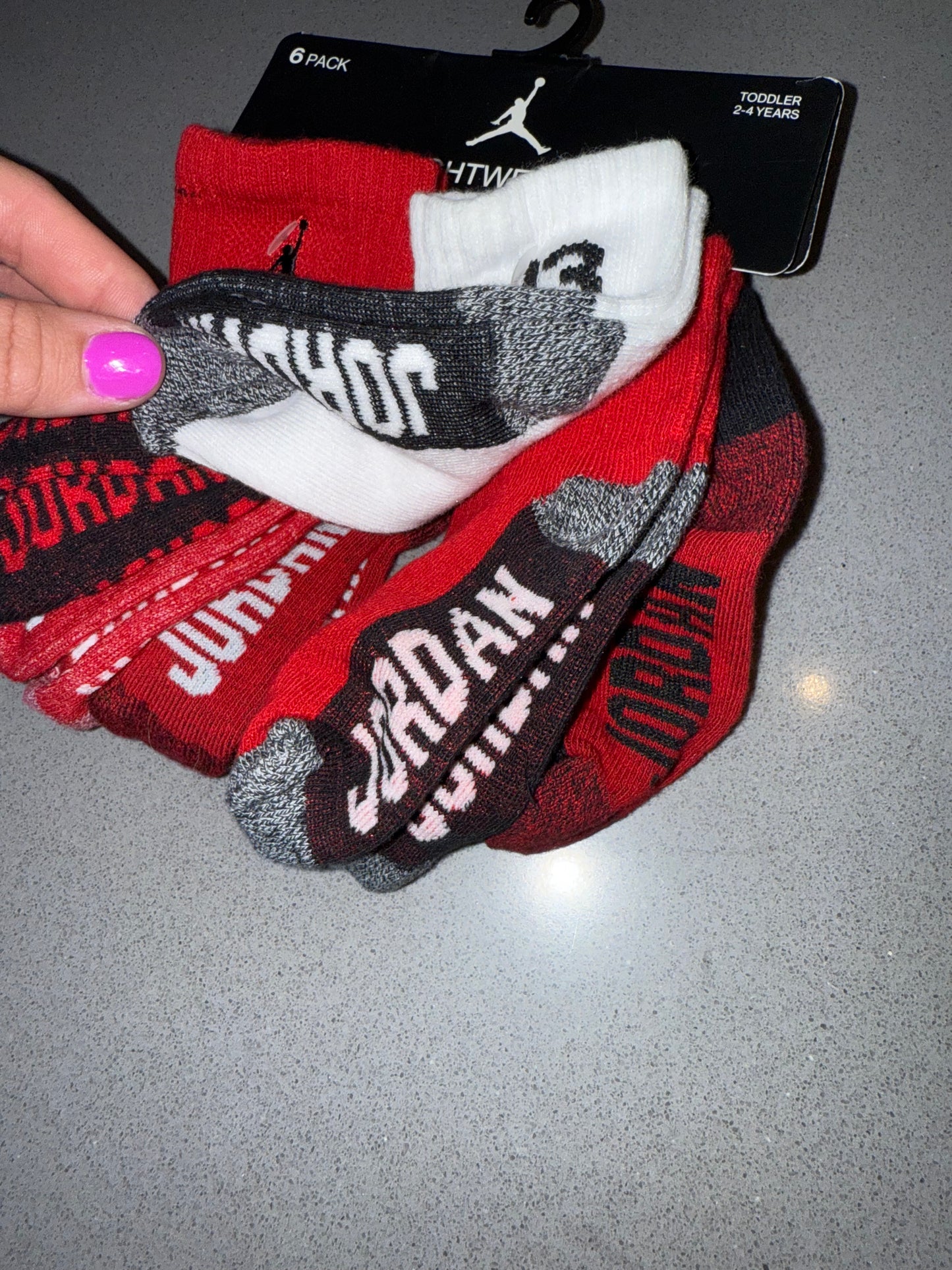 NWT Jordan (Toddler 2-4 Years) Brand New 6 Pack Lightweight Ankle Socks
