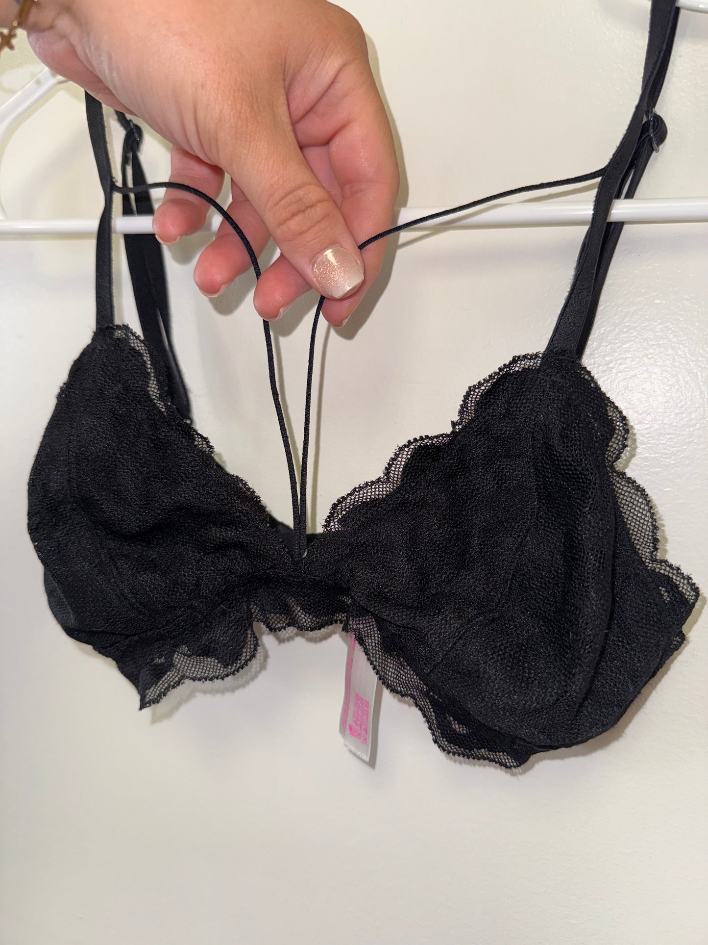 PINK Victoria's Secret (XS) Black Lace Triangle Bralette