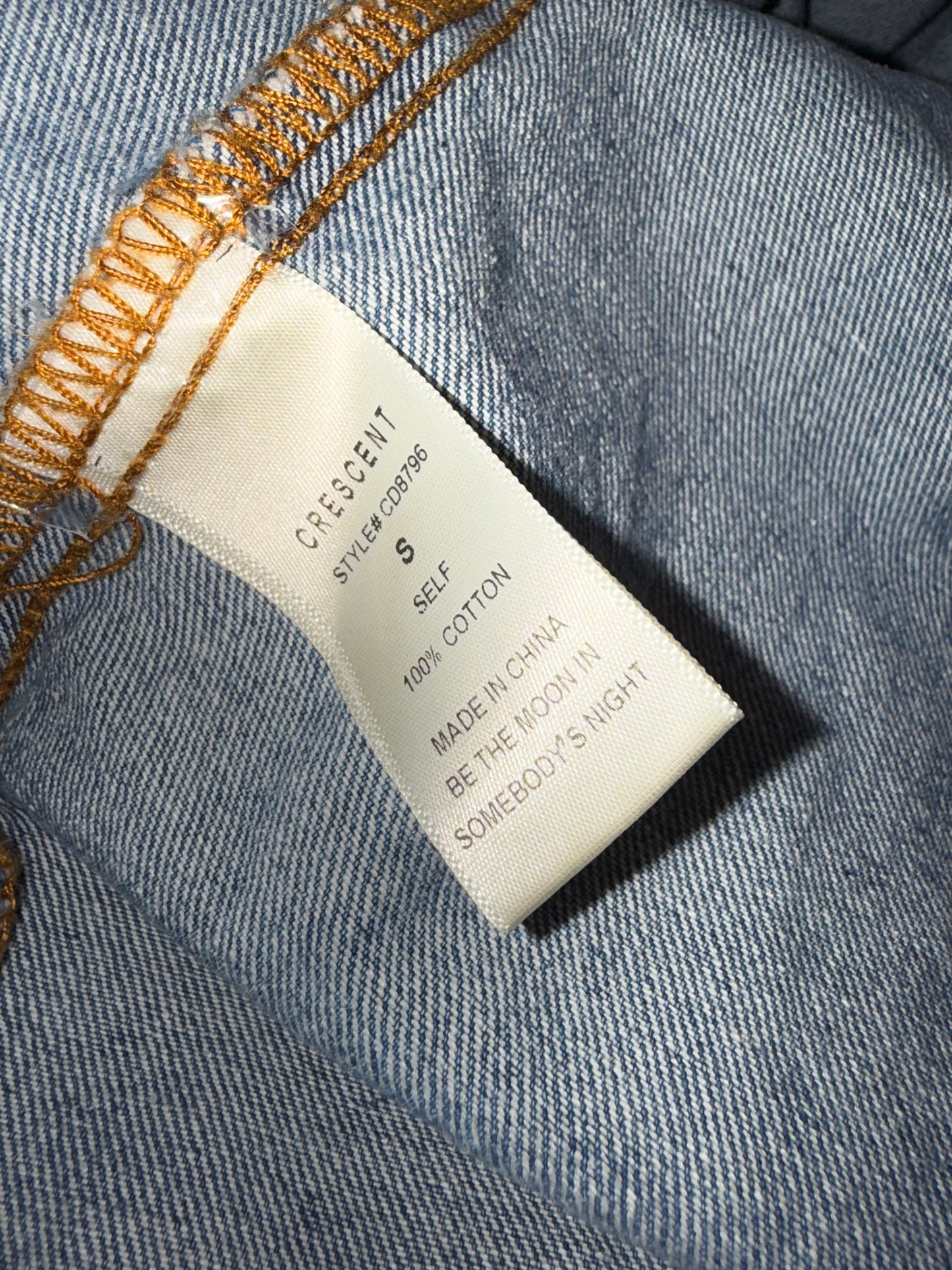 NWT Crescent (Small) Brand New Blue Denim Button Up Dress with Corset Waist