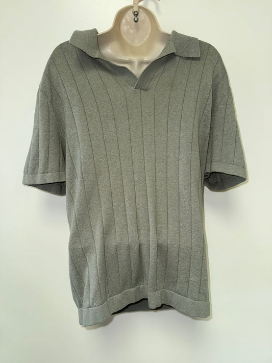 H&M (Medium) Tan Soft Ribbed V-Neck Collared V-Neck Polo