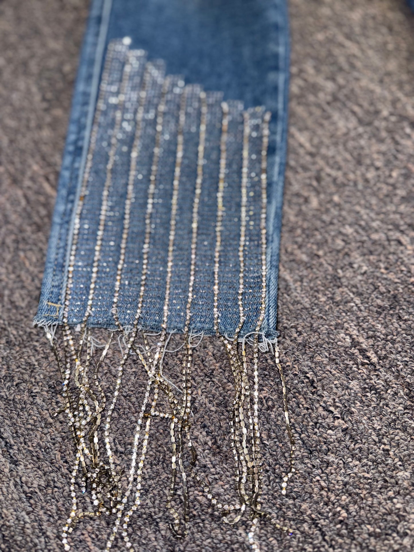 Akira (11) Distressed High Rise Denim Jeans with Jeweled Bottoms