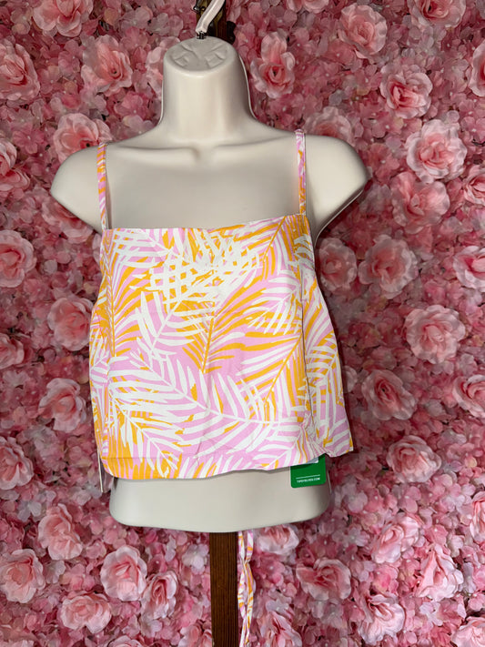 NWT Tipsy Elves (Large) Brand New Pink & Orange Leaf Pattern Crop Top