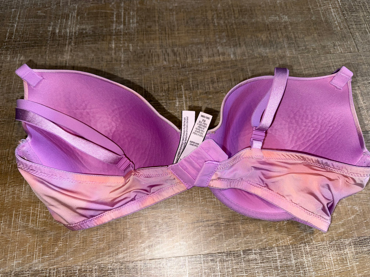 Victoria's Secret (38D) Pink//Purple Tie Dye Lined Demi Bra