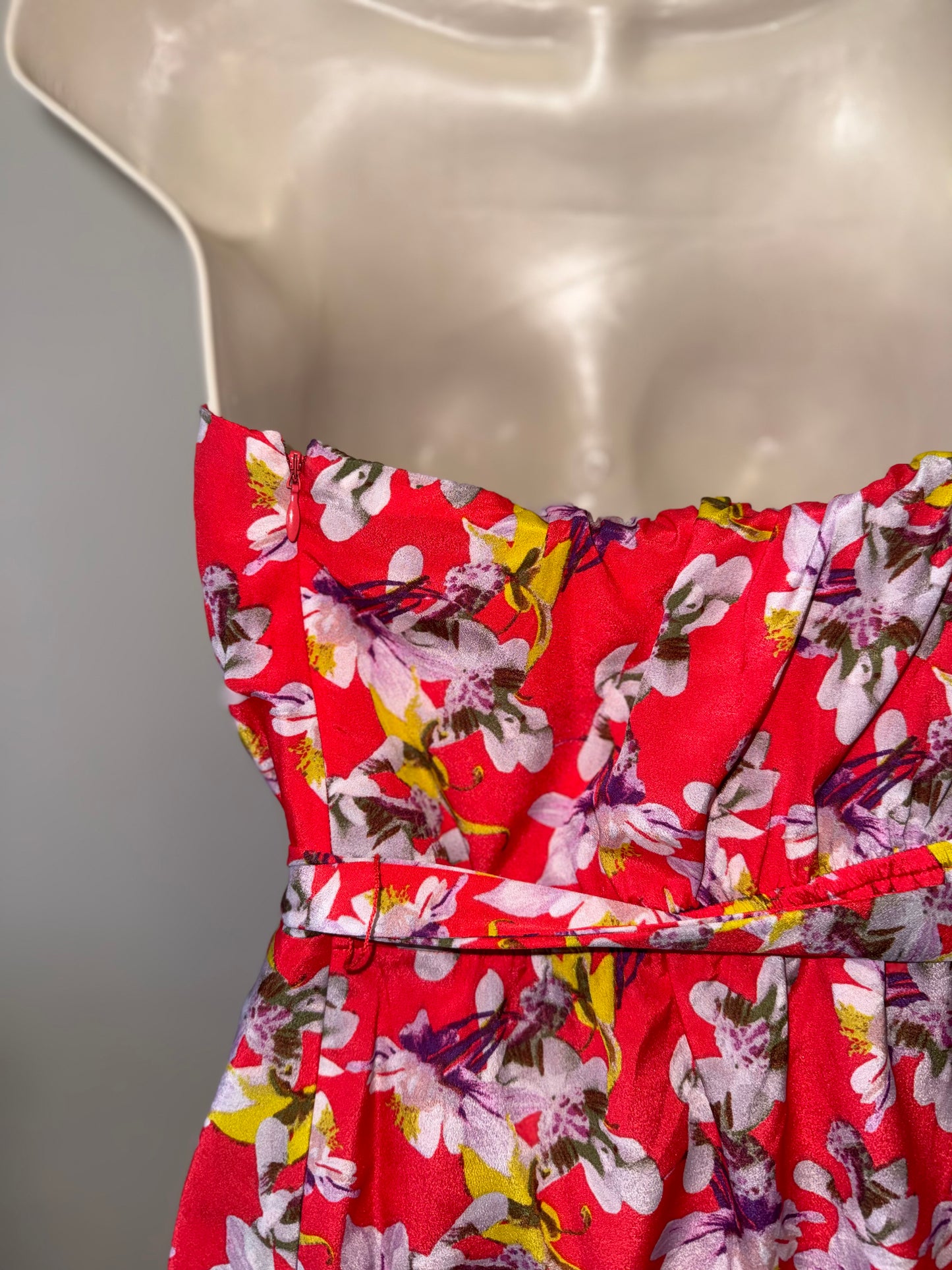 Express (4) Red Strapless Midi Floral Dress