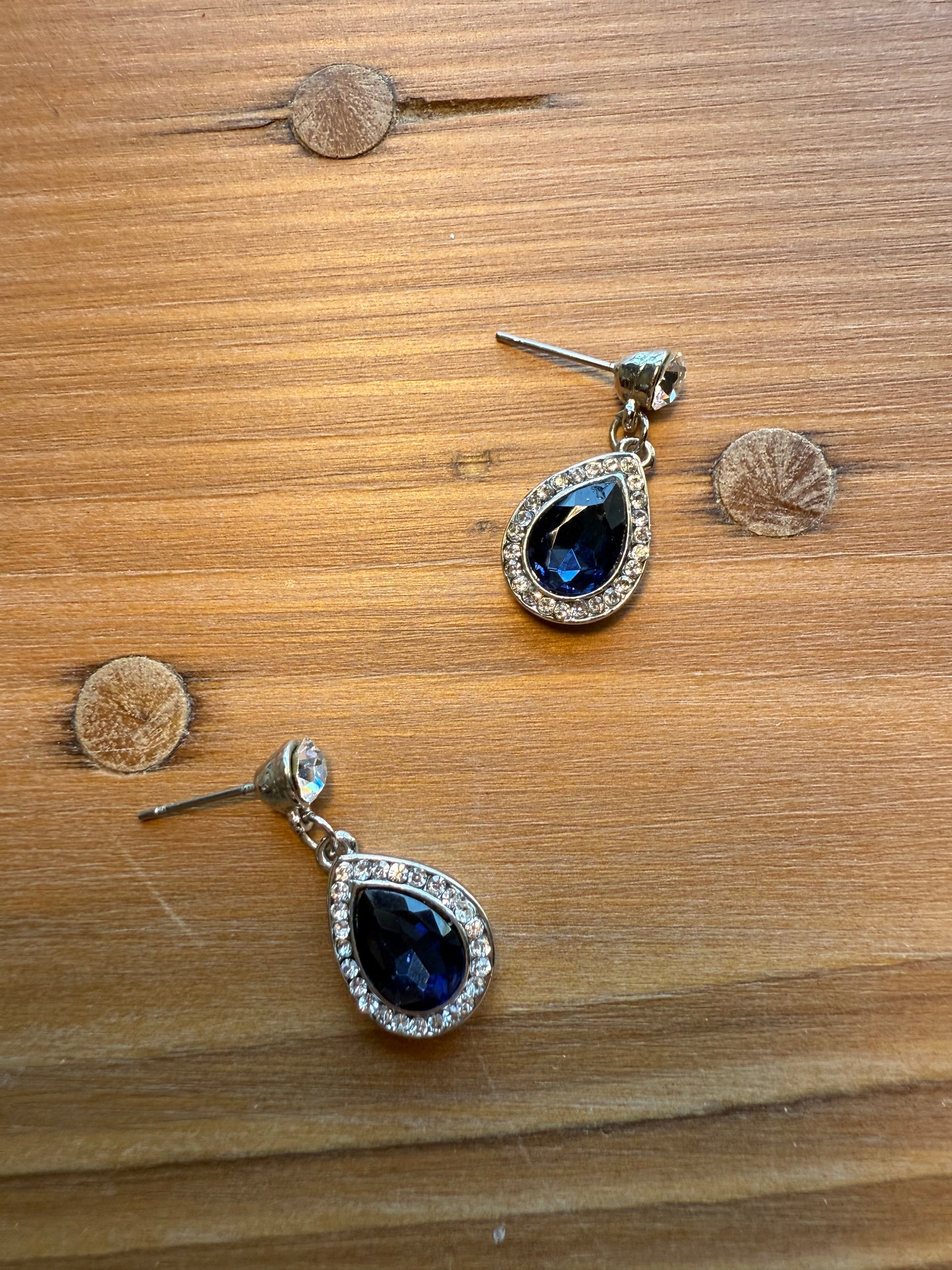 Blue and Silver Teardrops Earrings