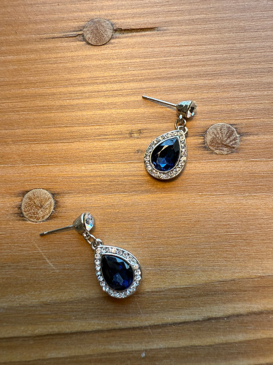 Blue and Silver Teardrops Earrings