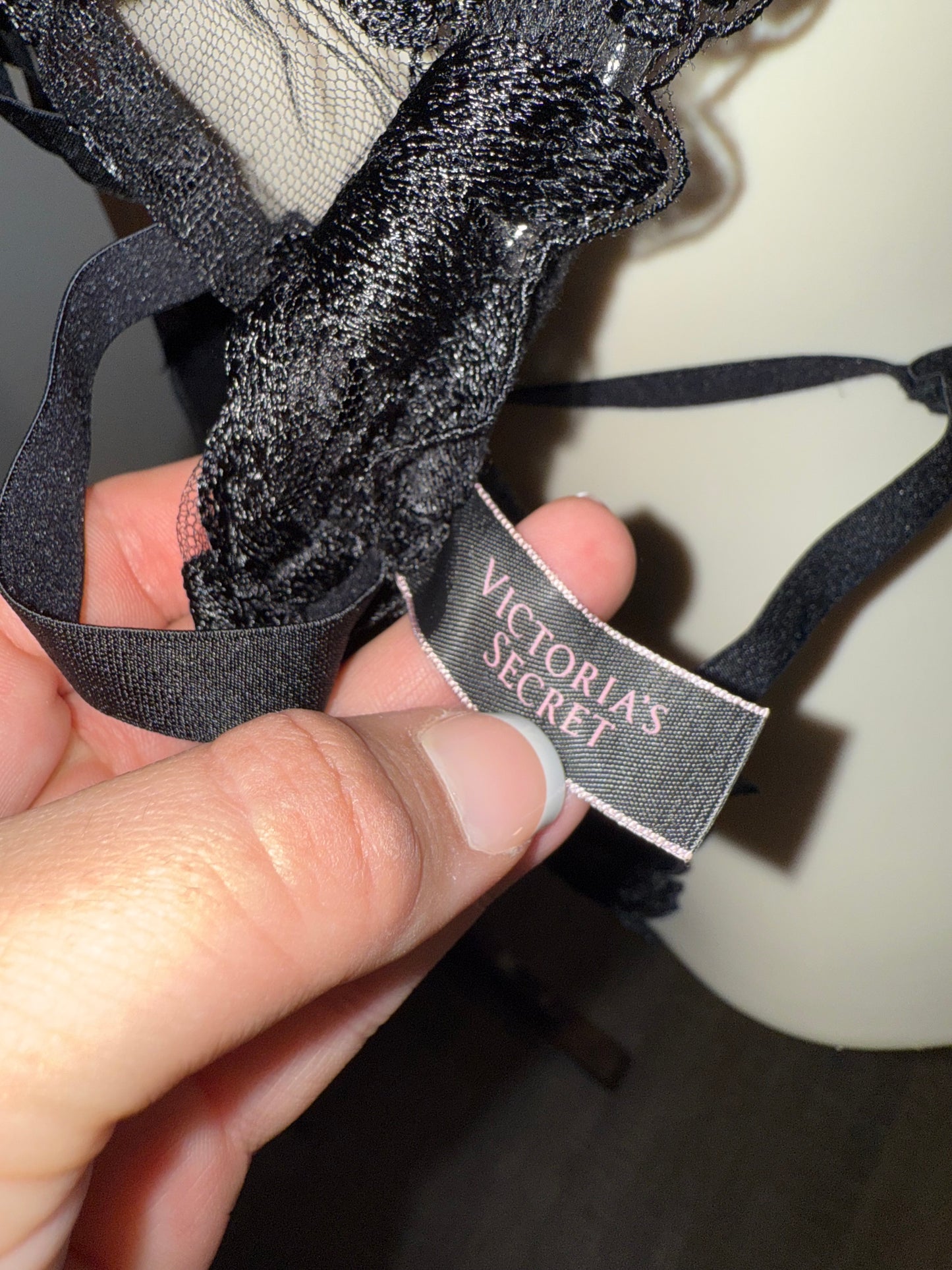 Victoria's Secret Black Sheer Lingerie Bodysuit with Floral Embroidery