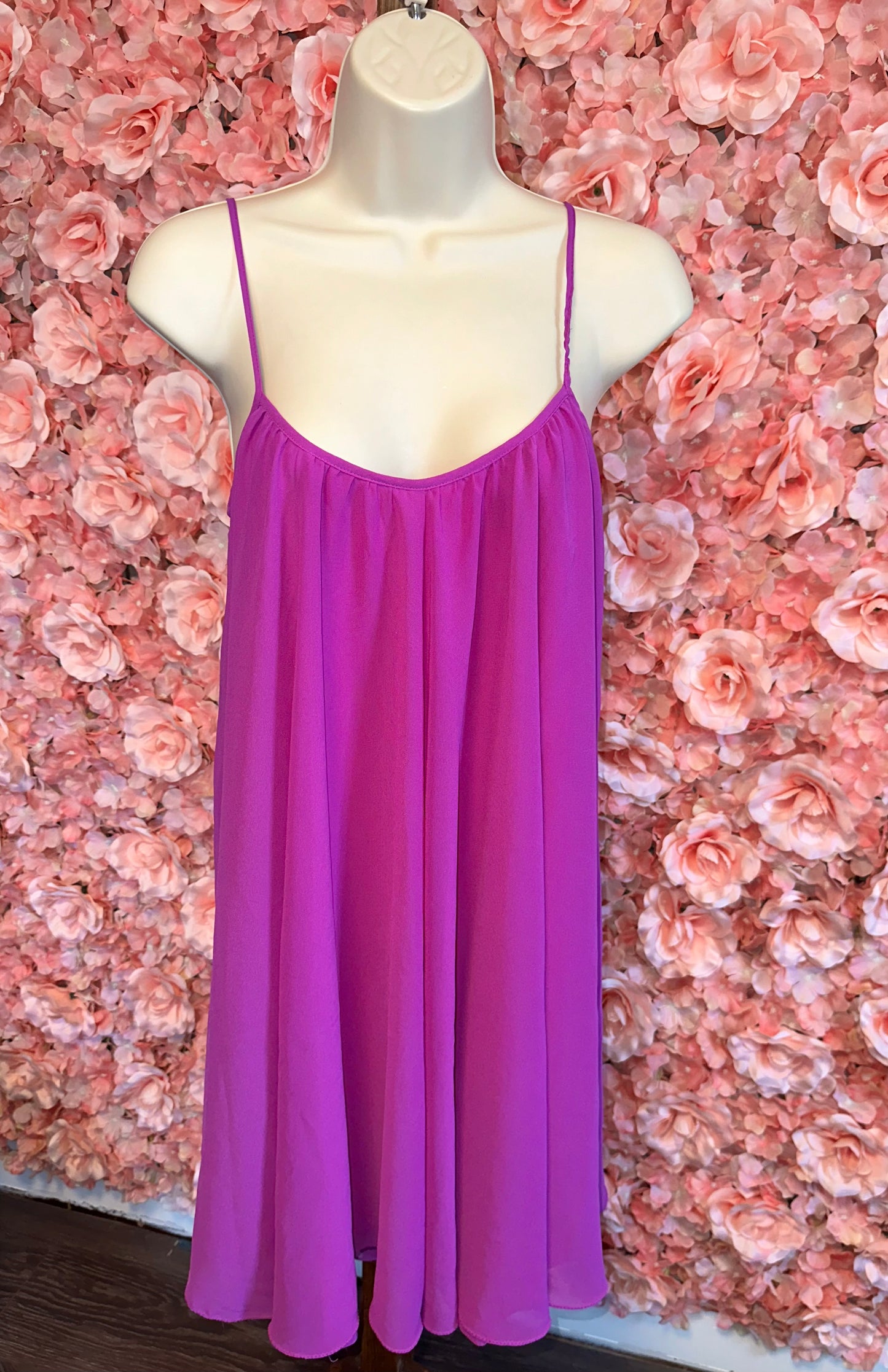 Gianni Bini (XS) Purple Midi Sheer Flowy Dress with Spaghetti Straps