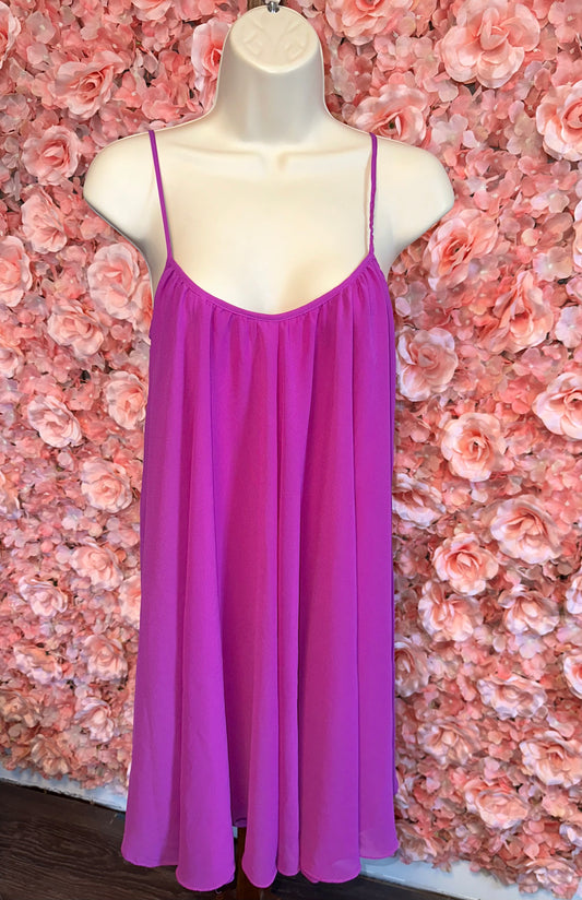 Gianni Bini (XS) Purple Midi Sheer Flowy Dress with Spaghetti Straps