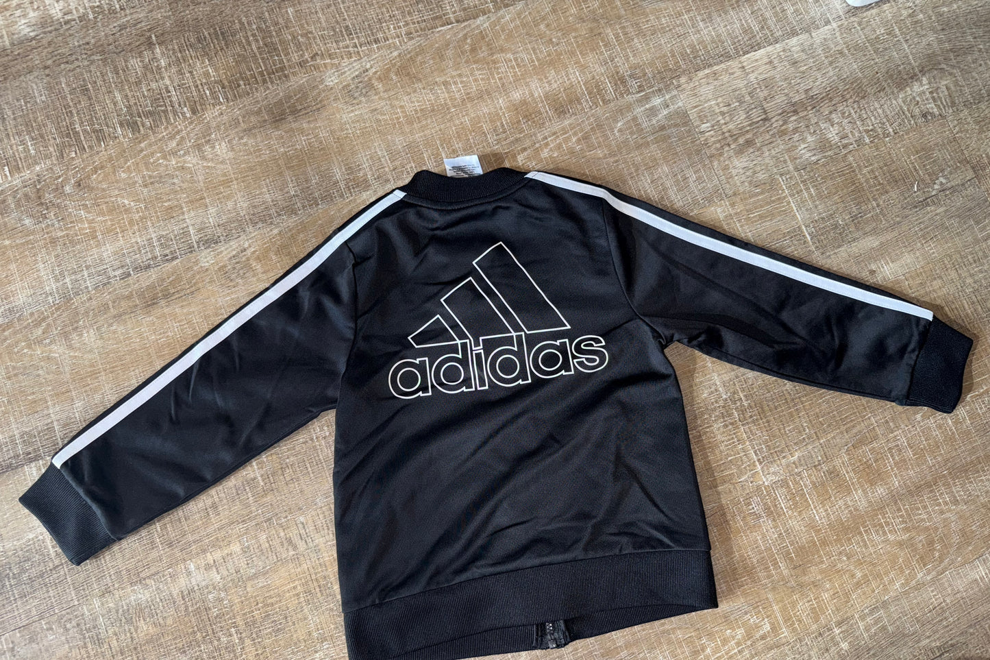 adidas (3T) Black Zip Up Jacket with Large Logo Back