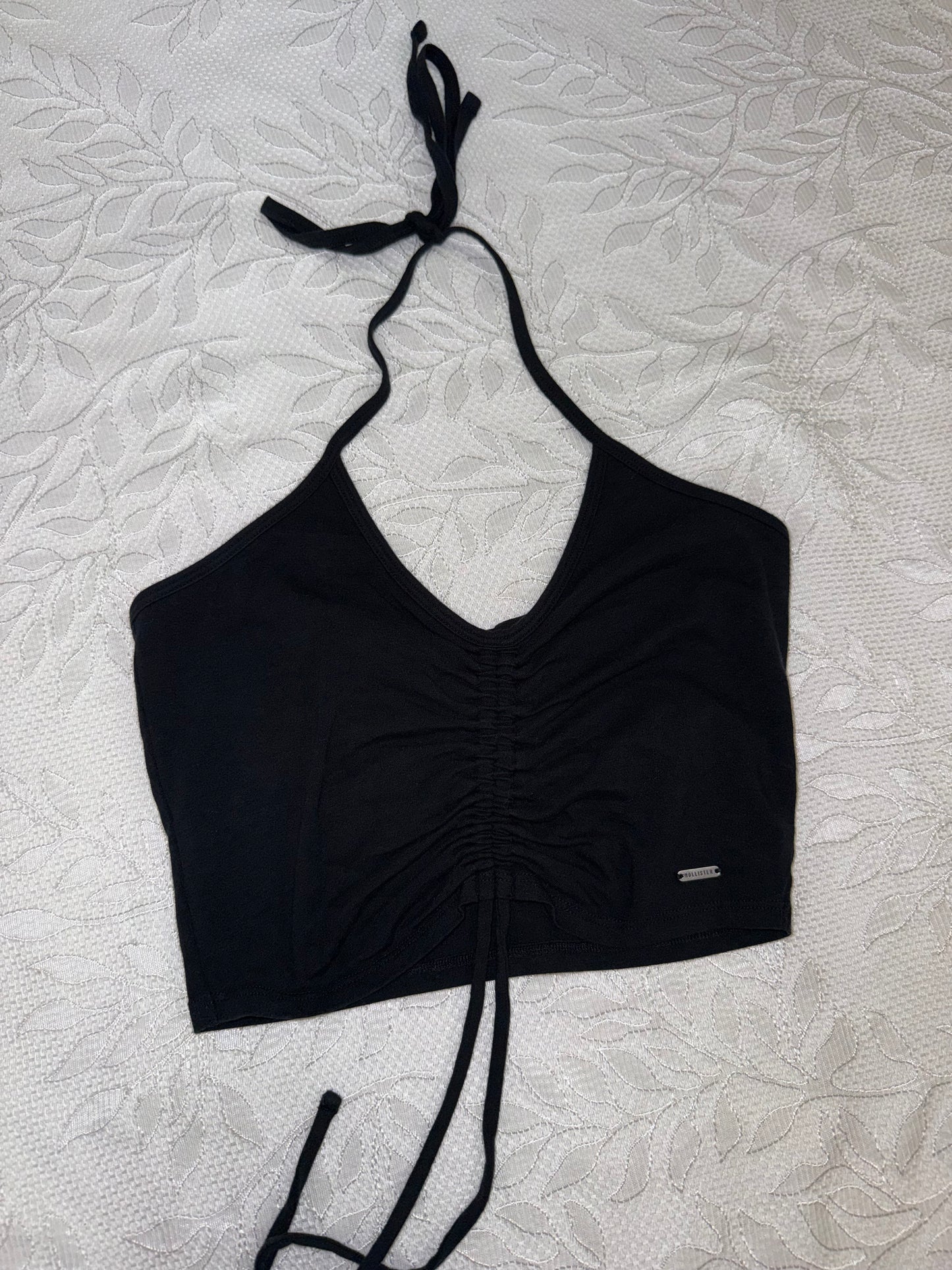 Hollister (Medium) Black Halter Crop Top