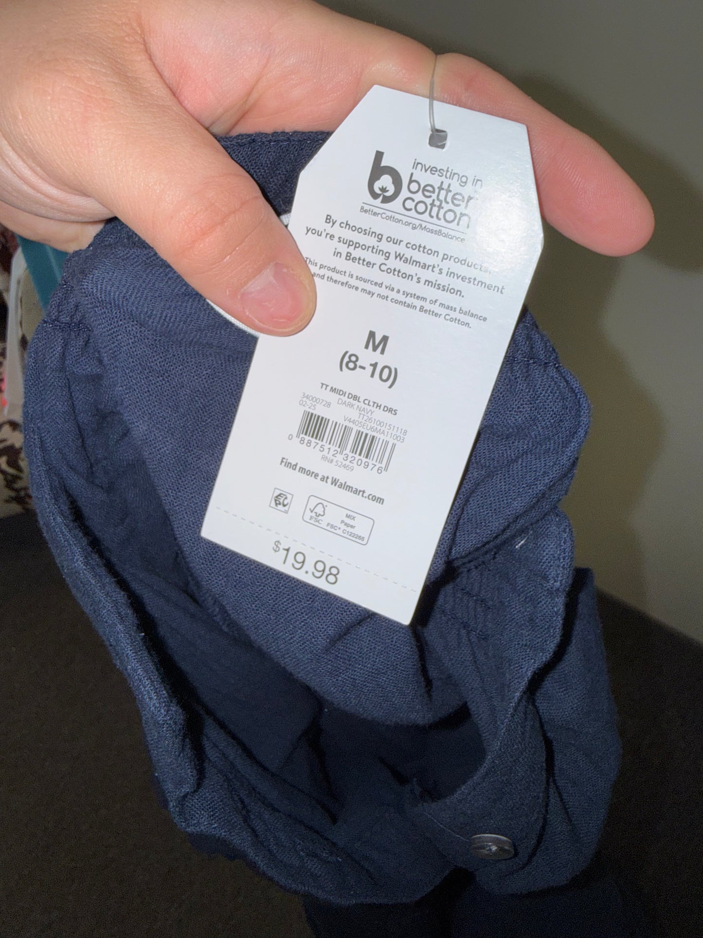 NWT Time & Tru (Medium) Brand New Navy Blue Buttoned Maxi Ruffle Dress