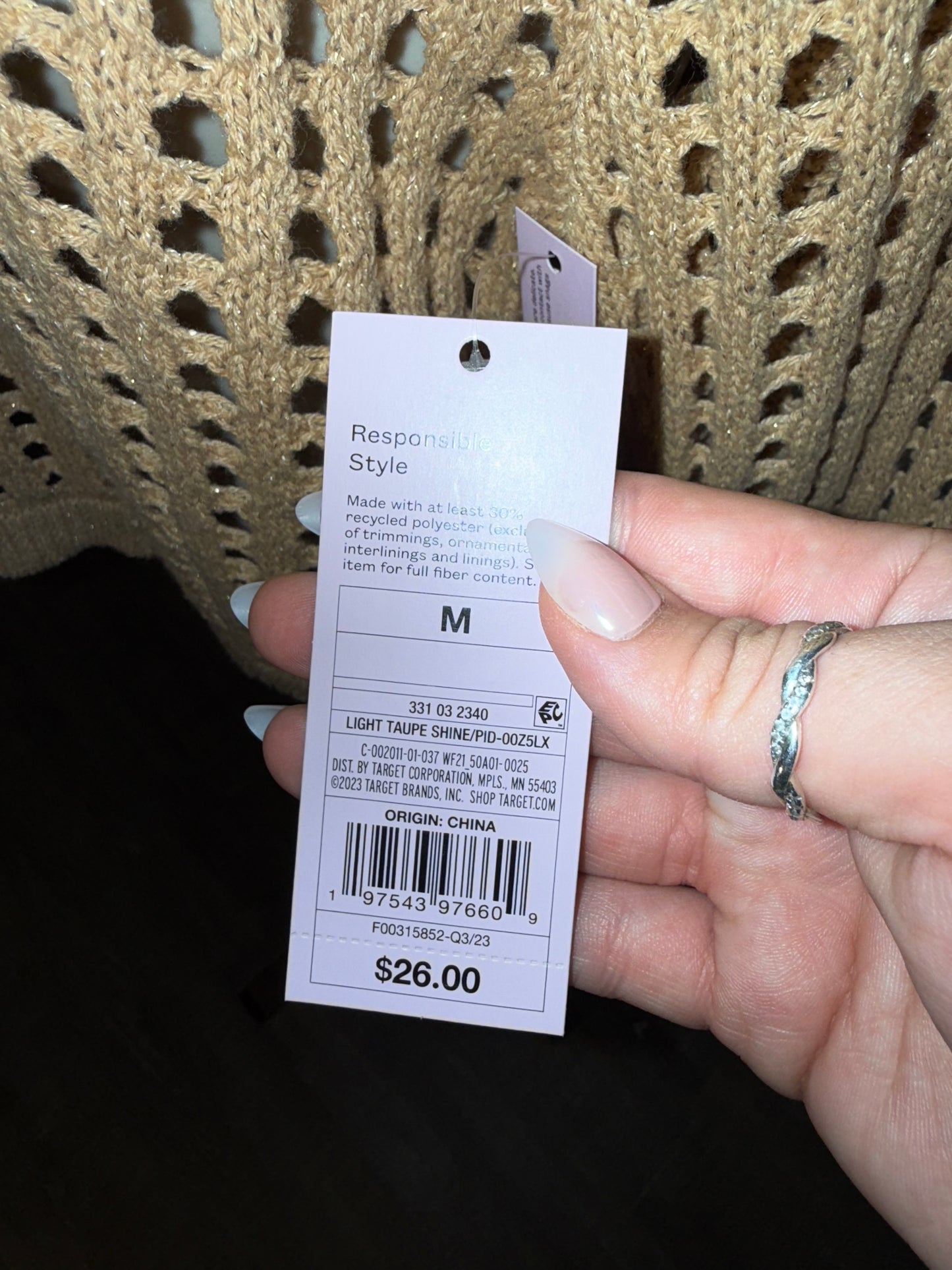 NWT Wild Fable (Large) Brand New Tan Crochet Cropped Sweater