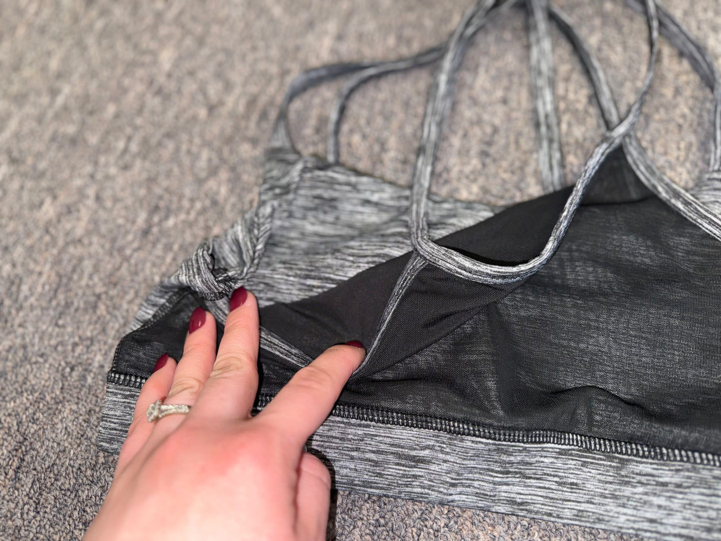 TLF (Medium) Grey Sports Bra with Black Mesh Front