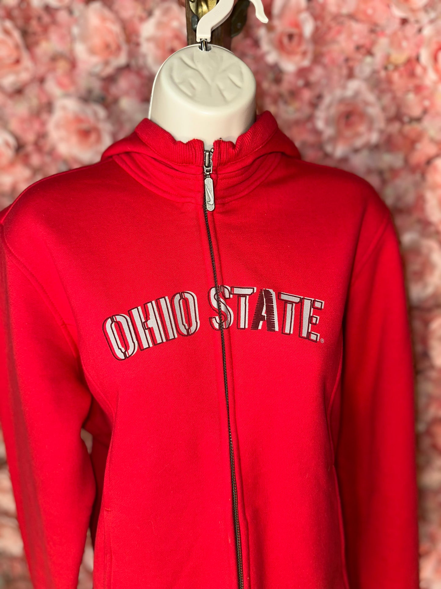 Nike (Medium) Red Vintage Ohio State Zip Up Hooded Jacket