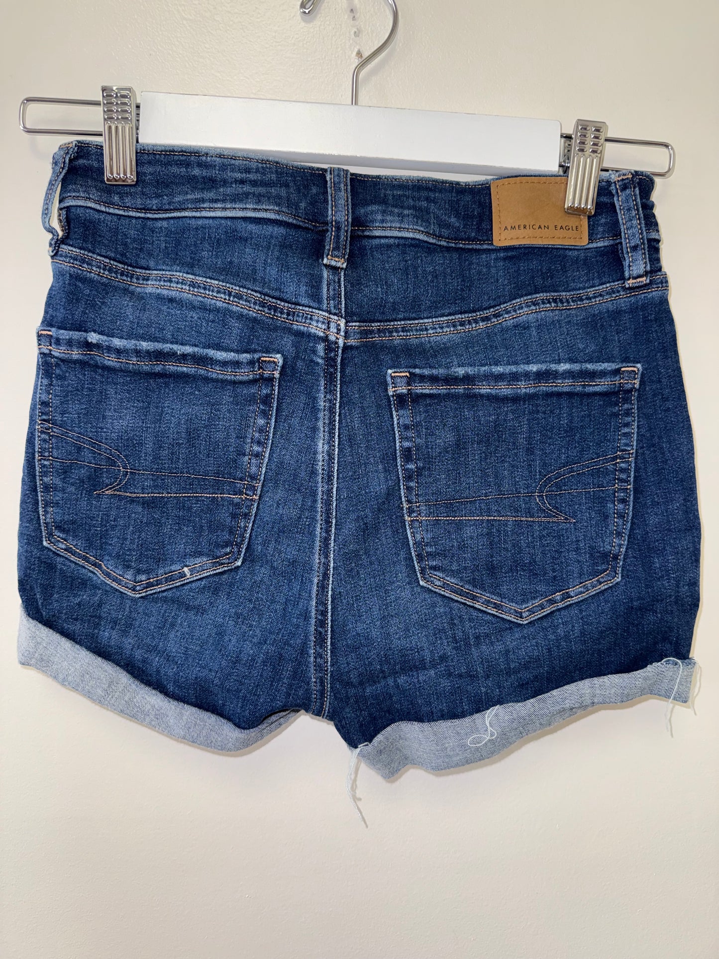 American Eagle (0) Denim High V-Rise Shortie Jean Shorts with Next Level Stretch